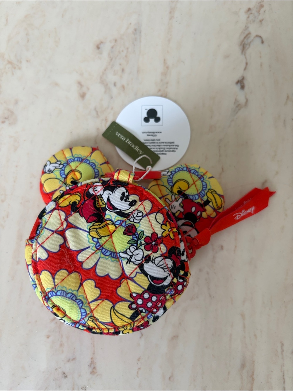 Vera Bradley Disney Floral Ear Earbud/Coin Pouch - Red, Yellow, Black - Picture 2 of 2